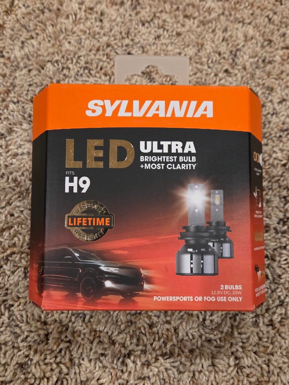 SYLVANIA H9 LED ULTRA Brightest Bulbs 6000K Cool White Light * 2-Bulbs * NEW